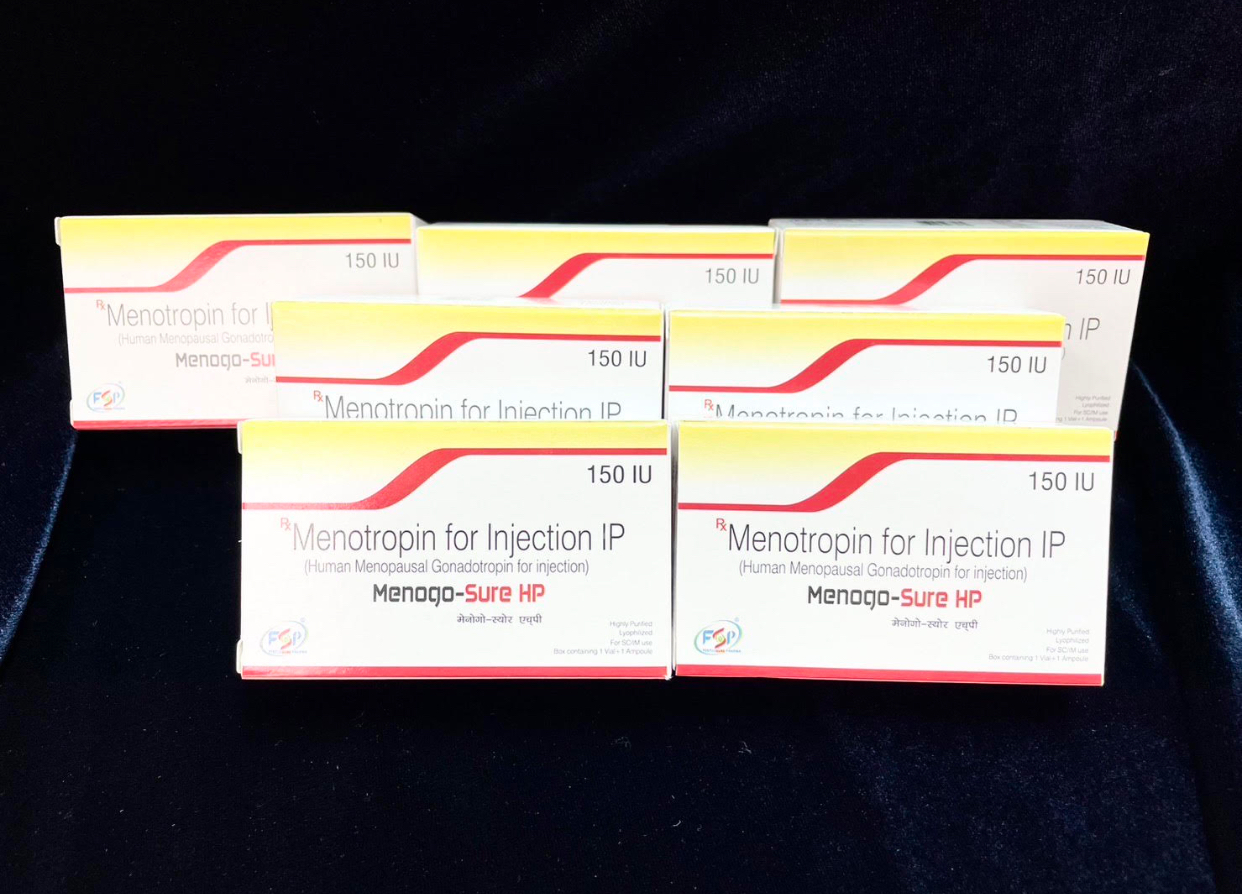 Menogo-sure (HMG)150IU x 7Vials + Injection water ampule(Expired)
