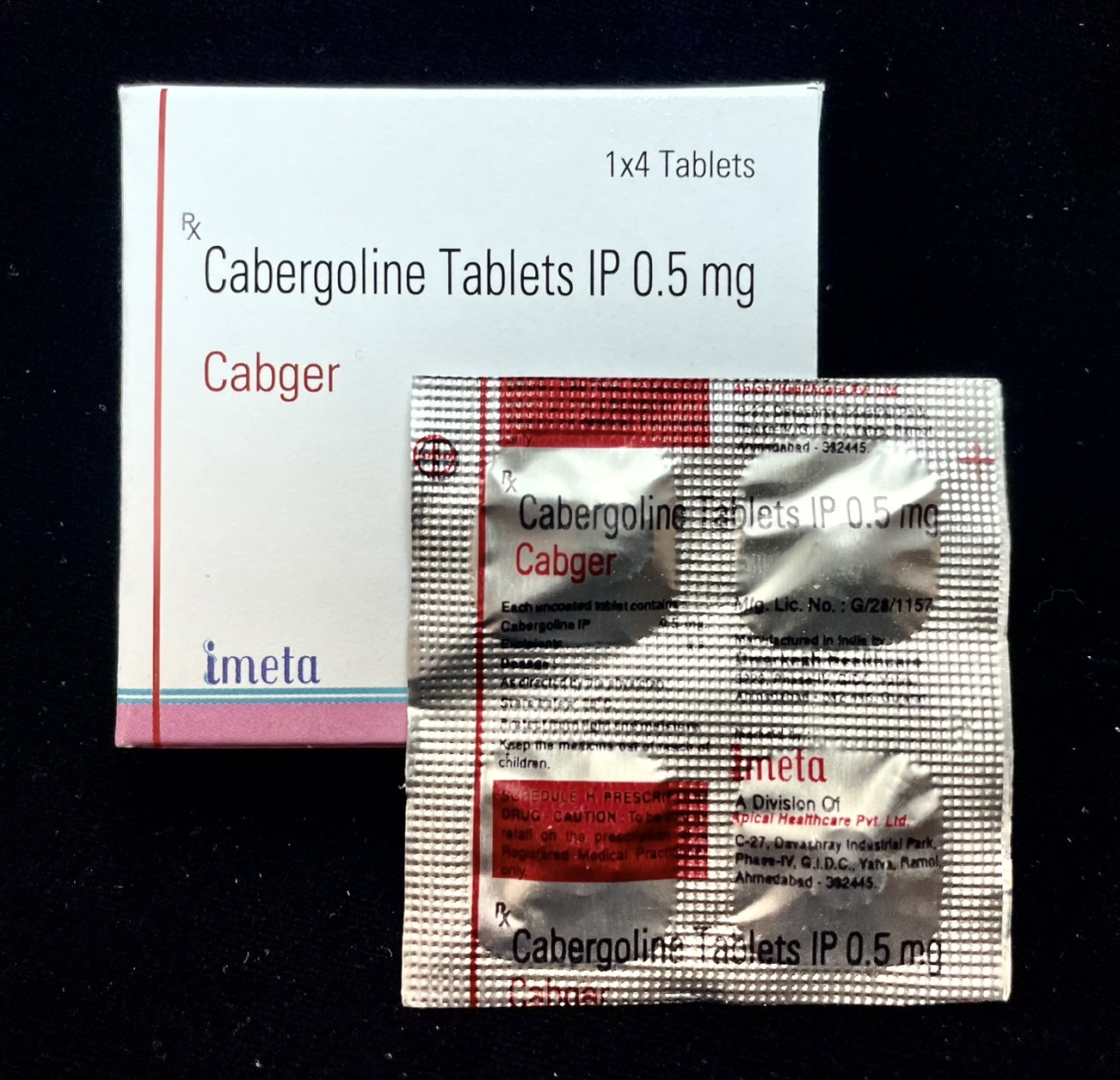 カベルゴリン0.5mg x 4tabs Cabger( Cabergoline)