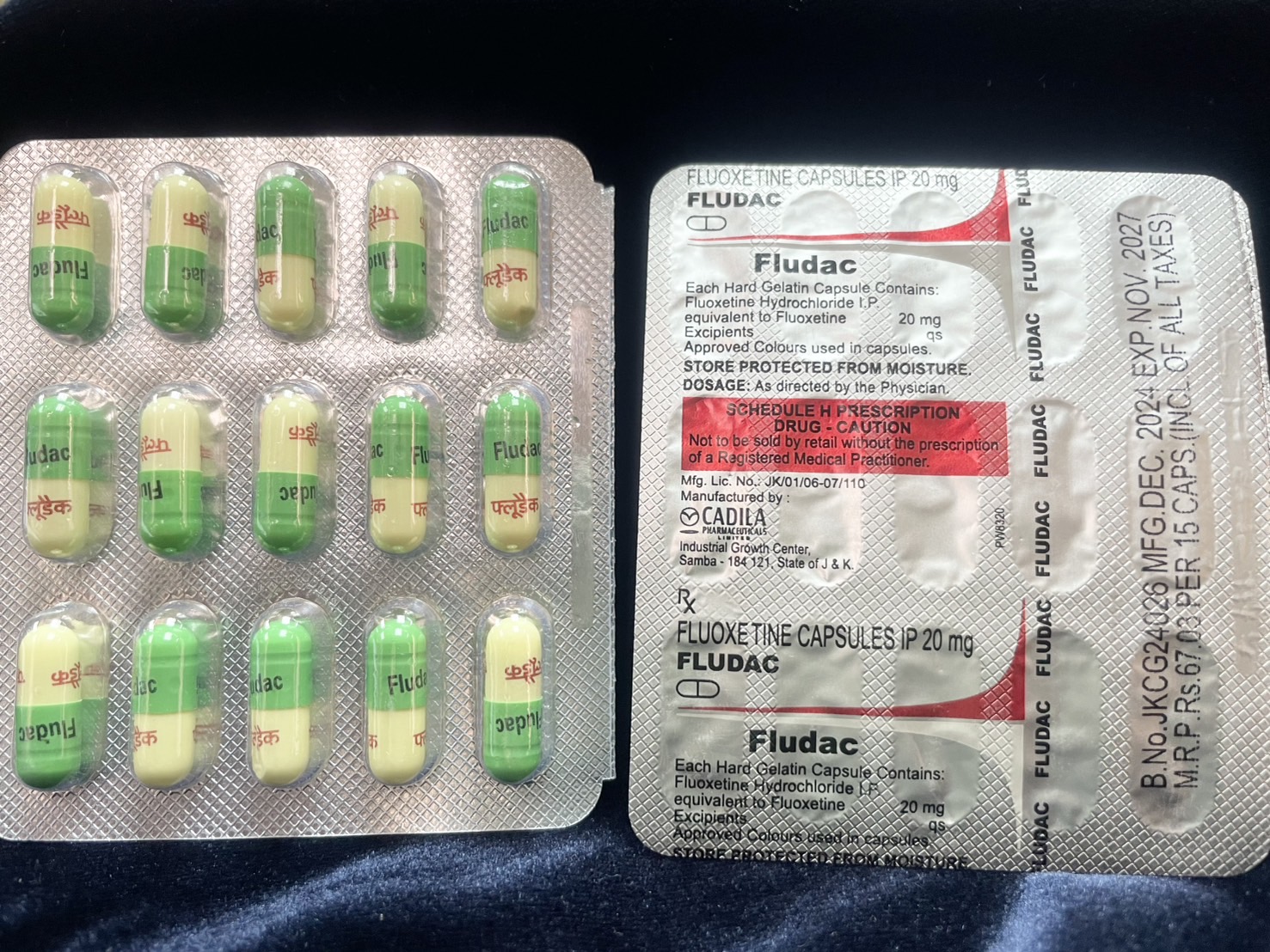 FLUOXETINE CAPSULES IP (プロザック同成分)20 mg X 15cap